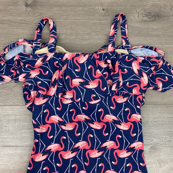 Eloquii Blue&Pink Flamingo Print One Piece Swimsuit Sz.14W - Picture 10 of 16